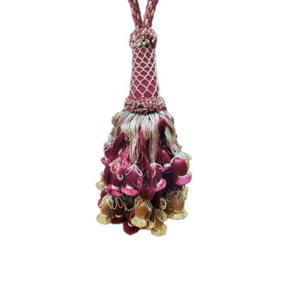 Designer Victorian Cranberry Gold Tassel Tie‑Back 7 Avail Heavy wooden Weighted